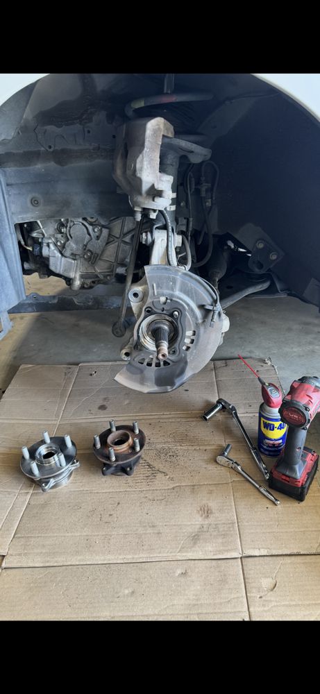 Front wheel bearing replacement on a Toyota Prius -- done clean, precise, and cost-effective for the customer