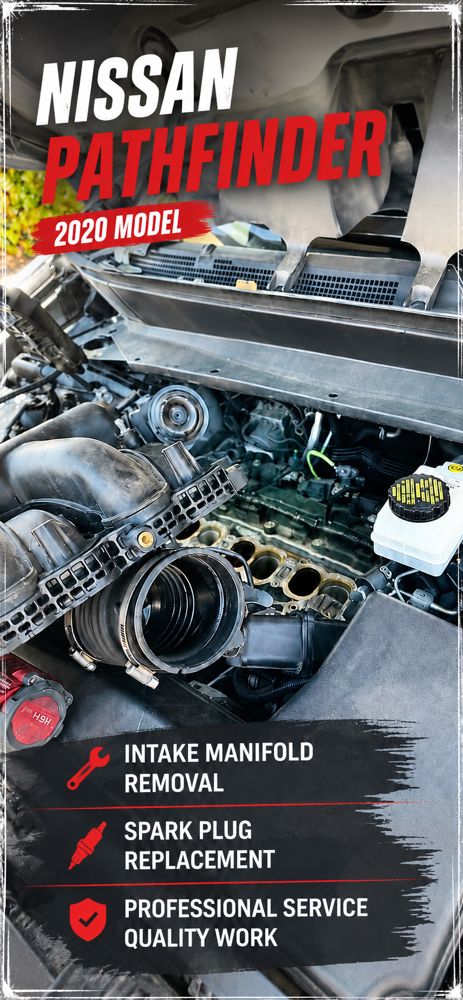 Nissan Pathfinder 2020 -- intake manifold removal and spark plug replacement.